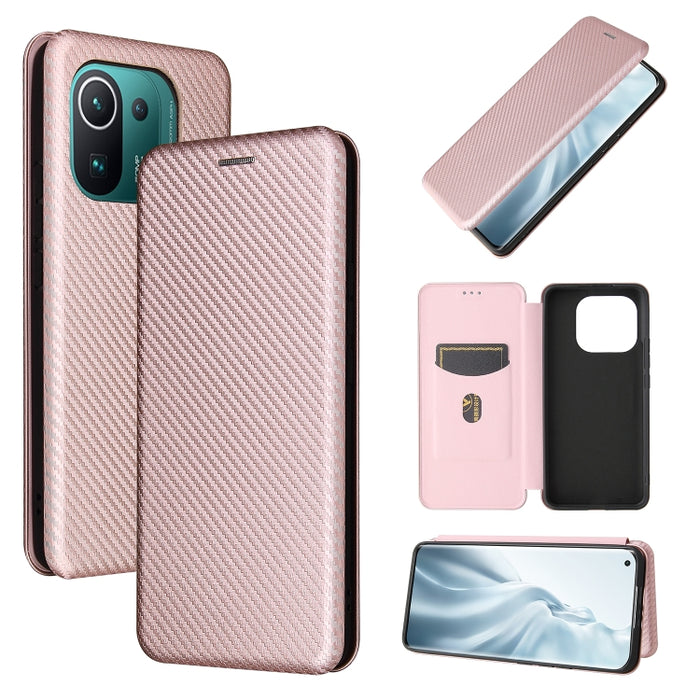 Textura de fibra de carbono Flip horizontal magnético TPU + PC + Funda de cuero PU con ranura para tarjeta, For Xiaomi Mi 11 Ultra, For Xiaomi Mi 11 Pro, For Xiaomi Mi 11 Lite, For Realme C21, For Oppo Find X3 / X3 Pro