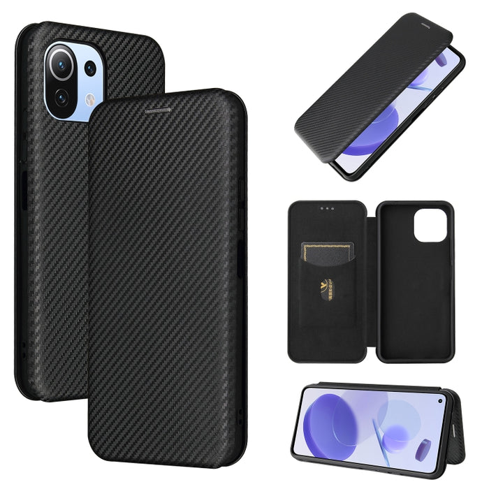 Textura de fibra de carbono Flip horizontal magnético TPU + PC + Funda de cuero PU con ranura para tarjeta, For Xiaomi Mi 11 Ultra, For Xiaomi Mi 11 Pro, For Xiaomi Mi 11 Lite, For Realme C21, For Oppo Find X3 / X3 Pro