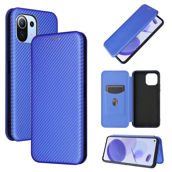 Textura de fibra de carbono Flip horizontal magnético TPU + PC + Funda de cuero PU con ranura para tarjeta, For Xiaomi Mi 11 Ultra, For Xiaomi Mi 11 Pro, For Xiaomi Mi 11 Lite, For Realme C21, For Oppo Find X3 / X3 Pro