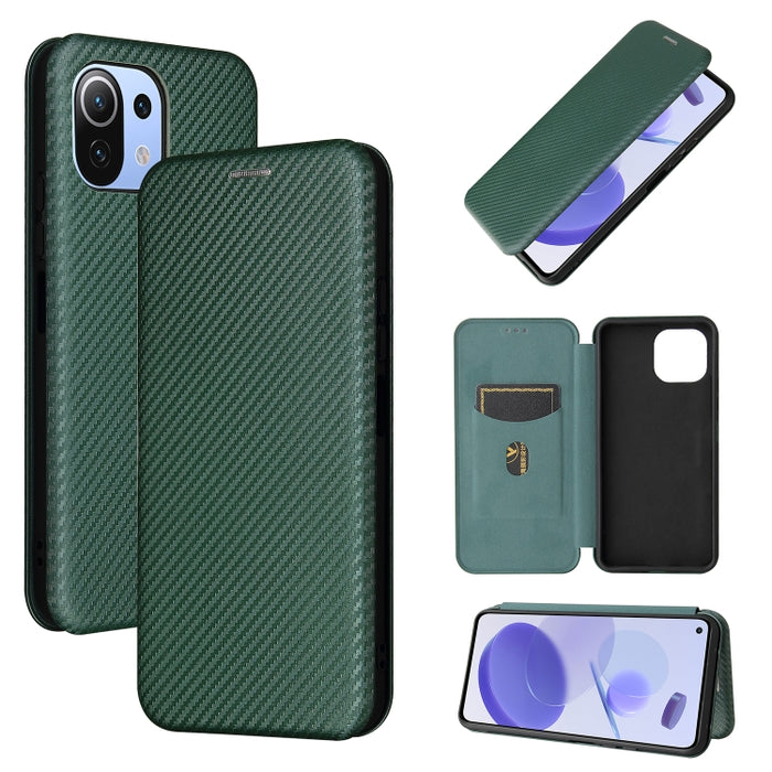 Textura de fibra de carbono Flip horizontal magnético TPU + PC + Funda de cuero PU con ranura para tarjeta, For Xiaomi Mi 11 Ultra, For Xiaomi Mi 11 Pro, For Xiaomi Mi 11 Lite, For Realme C21, For Oppo Find X3 / X3 Pro