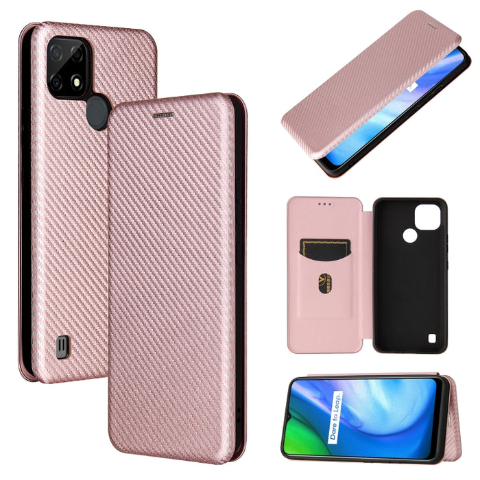 Textura de fibra de carbono Flip horizontal magnético TPU + PC + Funda de cuero PU con ranura para tarjeta, For Xiaomi Mi 11 Ultra, For Xiaomi Mi 11 Pro, For Xiaomi Mi 11 Lite, For Realme C21, For Oppo Find X3 / X3 Pro