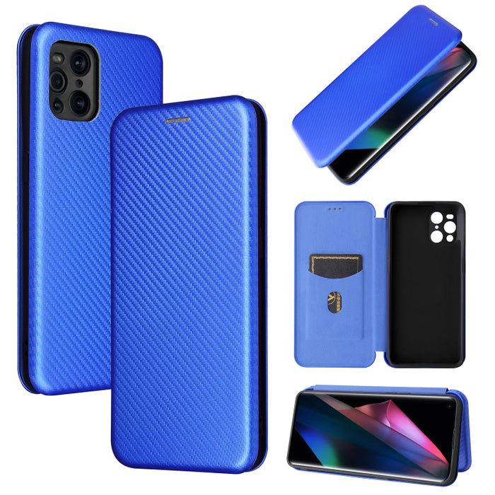 Textura de fibra de carbono Flip horizontal magnético TPU + PC + Funda de cuero PU con ranura para tarjeta, For Xiaomi Mi 11 Ultra, For Xiaomi Mi 11 Pro, For Xiaomi Mi 11 Lite, For Realme C21, For Oppo Find X3 / X3 Pro