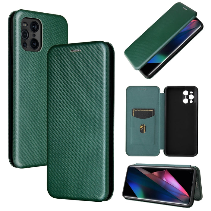 Textura de fibra de carbono Flip horizontal magnético TPU + PC + Funda de cuero PU con ranura para tarjeta, For Xiaomi Mi 11 Ultra, For Xiaomi Mi 11 Pro, For Xiaomi Mi 11 Lite, For Realme C21, For Oppo Find X3 / X3 Pro
