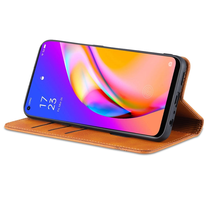 AZNS Estuche de cuero con tapa horizontal con textura de becerro magnético con ranuras para tarjetas y soporte y billetera, For OPPO A94 / F19 Pro / Reno5 Lite, For Xiaomi Mi 11 Ultra