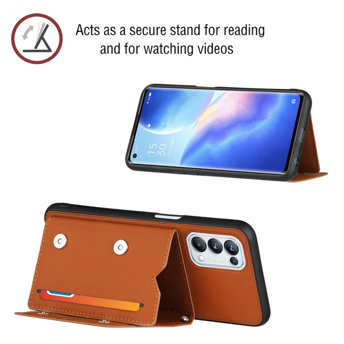 Skin Feel PU + TPU + PC Contraportada Estuche a prueba de golpes con ranuras para tarjetas y soporte y marco de fotos, For OPPO A93 5G, For OPPO A94, For Samsung Galaxy A02s (US Version), For Samsung Galaxy A02s (EU Version)                            ...