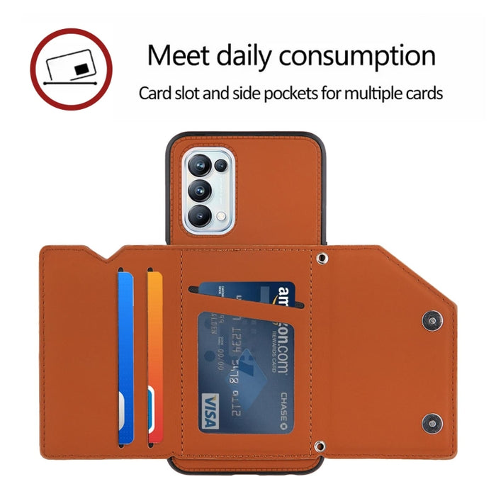 Skin Feel PU + TPU + PC Contraportada Estuche a prueba de golpes con ranuras para tarjetas y soporte y marco de fotos, For OPPO A93 5G, For OPPO A94, For Samsung Galaxy A02s (US Version), For Samsung Galaxy A02s (EU Version)                            ...