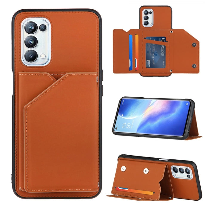 Skin Feel PU + TPU + PC Contraportada Estuche a prueba de golpes con ranuras para tarjetas y soporte y marco de fotos, For OPPO A93 5G, For OPPO A94, For Samsung Galaxy A02s (US Version), For Samsung Galaxy A02s (EU Version)                            ...