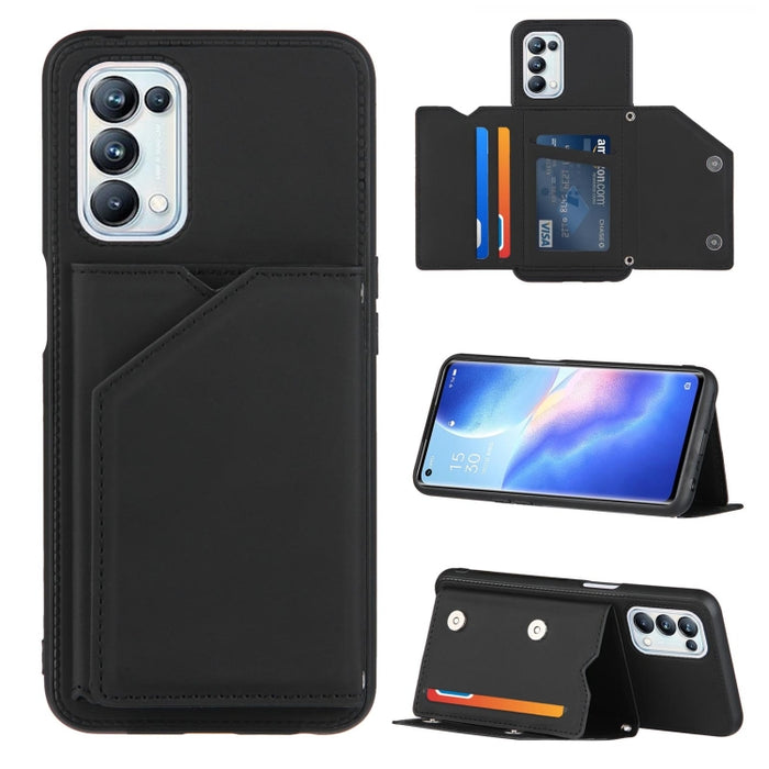 Skin Feel PU + TPU + PC Contraportada Estuche a prueba de golpes con ranuras para tarjetas y soporte y marco de fotos, For OPPO A93 5G, For OPPO A94, For Samsung Galaxy A02s (US Version), For Samsung Galaxy A02s (EU Version)                            ...