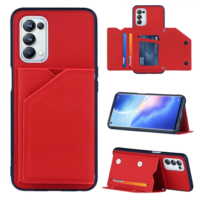 Skin Feel PU + TPU + PC Contraportada Estuche a prueba de golpes con ranuras para tarjetas y soporte y marco de fotos, For OPPO A93 5G, For OPPO A94, For Samsung Galaxy A02s (US Version), For Samsung Galaxy A02s (EU Version)                            ...