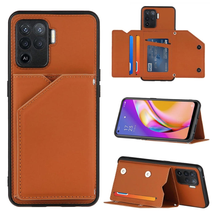 Skin Feel PU + TPU + PC Contraportada Estuche a prueba de golpes con ranuras para tarjetas y soporte y marco de fotos, For OPPO A93 5G, For OPPO A94, For Samsung Galaxy A02s (US Version), For Samsung Galaxy A02s (EU Version)                            ...
