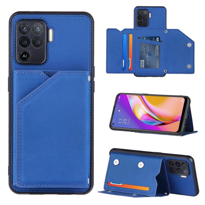 Skin Feel PU + TPU + PC Contraportada Estuche a prueba de golpes con ranuras para tarjetas y soporte y marco de fotos, For OPPO A93 5G, For OPPO A94, For Samsung Galaxy A02s (US Version), For Samsung Galaxy A02s (EU Version)                            ...