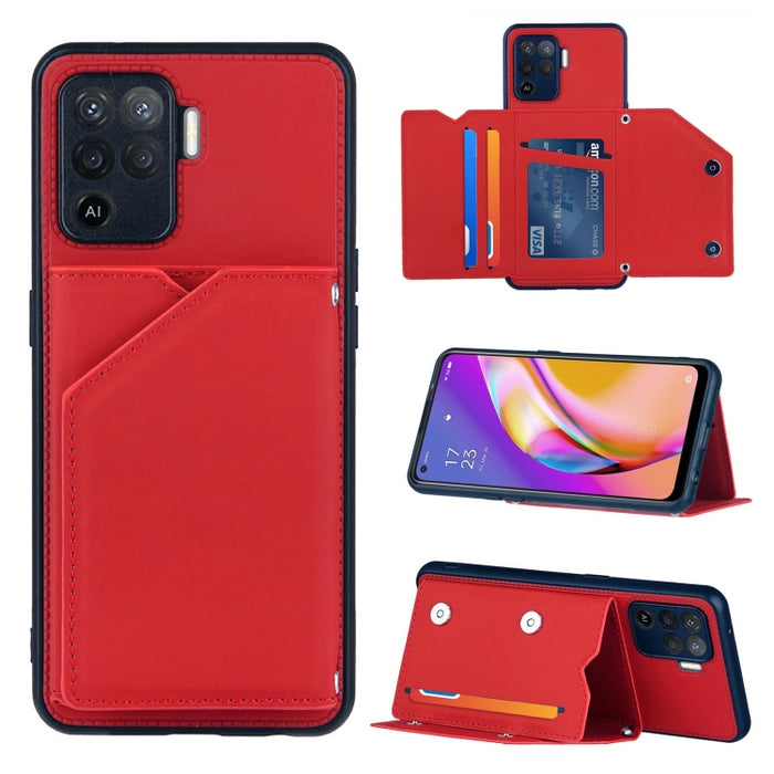 Skin Feel PU + TPU + PC Contraportada Estuche a prueba de golpes con ranuras para tarjetas y soporte y marco de fotos, For OPPO A93 5G, For OPPO A94, For Samsung Galaxy A02s (US Version), For Samsung Galaxy A02s (EU Version)                            ...