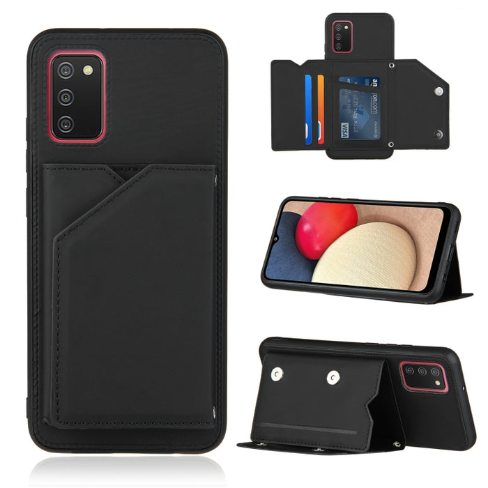 Skin Feel PU + TPU + PC Contraportada Estuche a prueba de golpes con ranuras para tarjetas y soporte y marco de fotos, For OPPO A93 5G, For OPPO A94, For Samsung Galaxy A02s (US Version), For Samsung Galaxy A02s (EU Version)                            ...