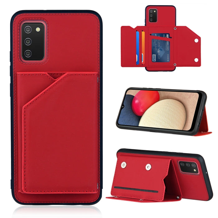 Skin Feel PU + TPU + PC Contraportada Estuche a prueba de golpes con ranuras para tarjetas y soporte y marco de fotos, For OPPO A93 5G, For OPPO A94, For Samsung Galaxy A02s (US Version), For Samsung Galaxy A02s (EU Version)                            ...