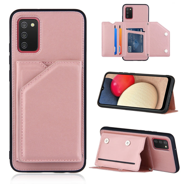 Skin Feel PU + TPU + PC Contraportada Estuche a prueba de golpes con ranuras para tarjetas y soporte y marco de fotos, For OPPO A93 5G, For OPPO A94, For Samsung Galaxy A02s (US Version), For Samsung Galaxy A02s (EU Version)                            ...
