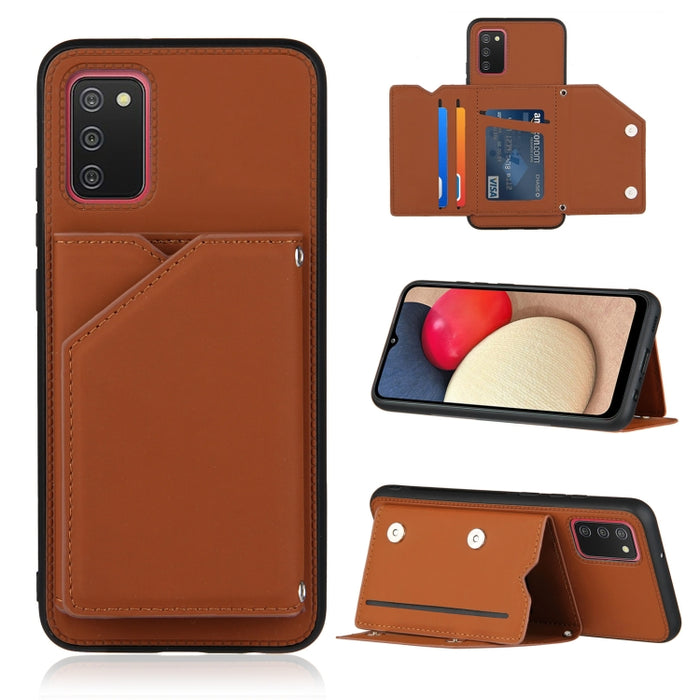 Skin Feel PU + TPU + PC Contraportada Estuche a prueba de golpes con ranuras para tarjetas y soporte y marco de fotos, For OPPO A93 5G, For OPPO A94, For Samsung Galaxy A02s (US Version), For Samsung Galaxy A02s (EU Version)                            ...