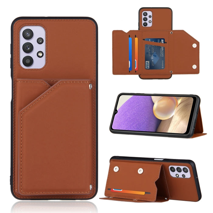 Skin Feel PU + TPU + PC Contraportada Estuche a prueba de golpes con ranuras para tarjetas y soporte y marco de fotos, For OPPO A93 5G, For OPPO A94, For Samsung Galaxy A02s (US Version), For Samsung Galaxy A02s (EU Version)                            ...