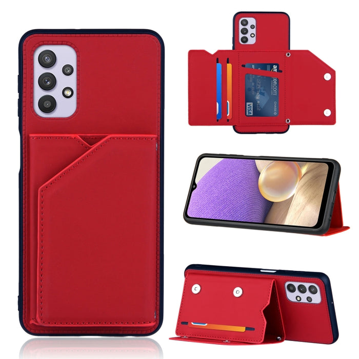 Skin Feel PU + TPU + PC Contraportada Estuche a prueba de golpes con ranuras para tarjetas y soporte y marco de fotos, For OPPO A93 5G, For OPPO A94, For Samsung Galaxy A02s (US Version), For Samsung Galaxy A02s (EU Version)                            ...