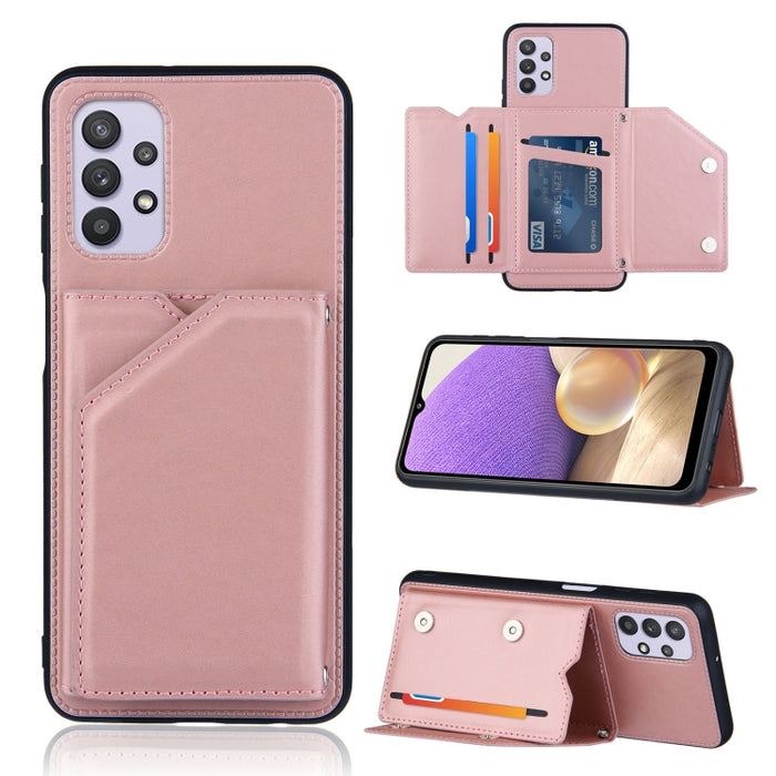 Skin Feel PU + TPU + PC Contraportada Estuche a prueba de golpes con ranuras para tarjetas y soporte y marco de fotos, For OPPO A93 5G, For OPPO A94, For Samsung Galaxy A02s (US Version), For Samsung Galaxy A02s (EU Version)                            ...