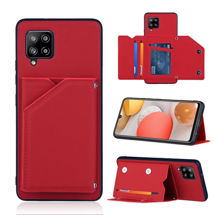 Skin Feel PU + TPU + PC Contraportada Estuche a prueba de golpes con ranuras para tarjetas y soporte y marco de fotos, For OPPO A93 5G, For OPPO A94, For Samsung Galaxy A02s (US Version), For Samsung Galaxy A02s (EU Version)                            ...