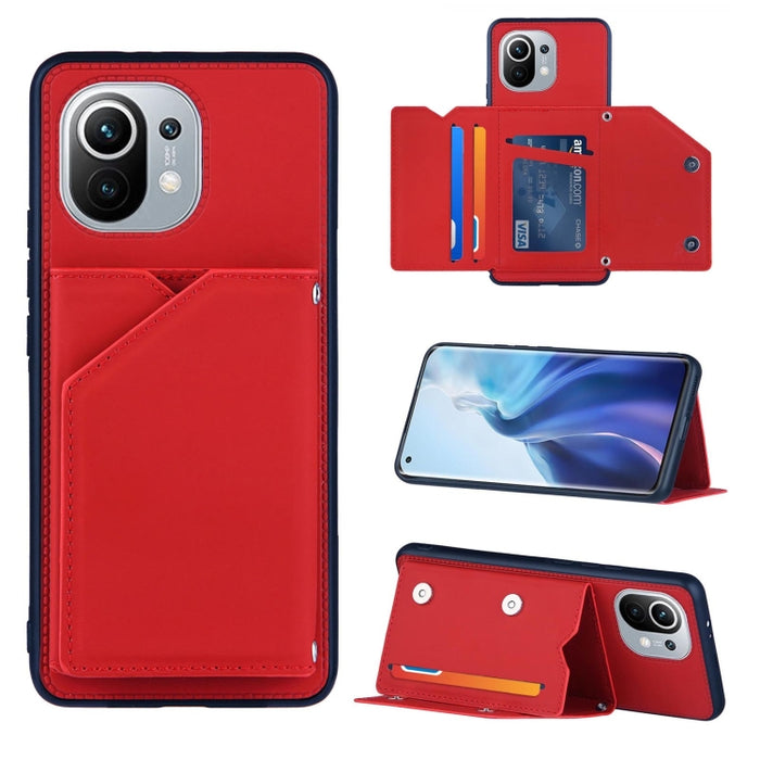 Skin Feel PU + TPU + PC Contraportada Estuche a prueba de golpes con ranuras para tarjetas y soporte y marco de fotos, For OPPO A93 5G, For OPPO A94, For Samsung Galaxy A02s (US Version), For Samsung Galaxy A02s (EU Version)                            ...