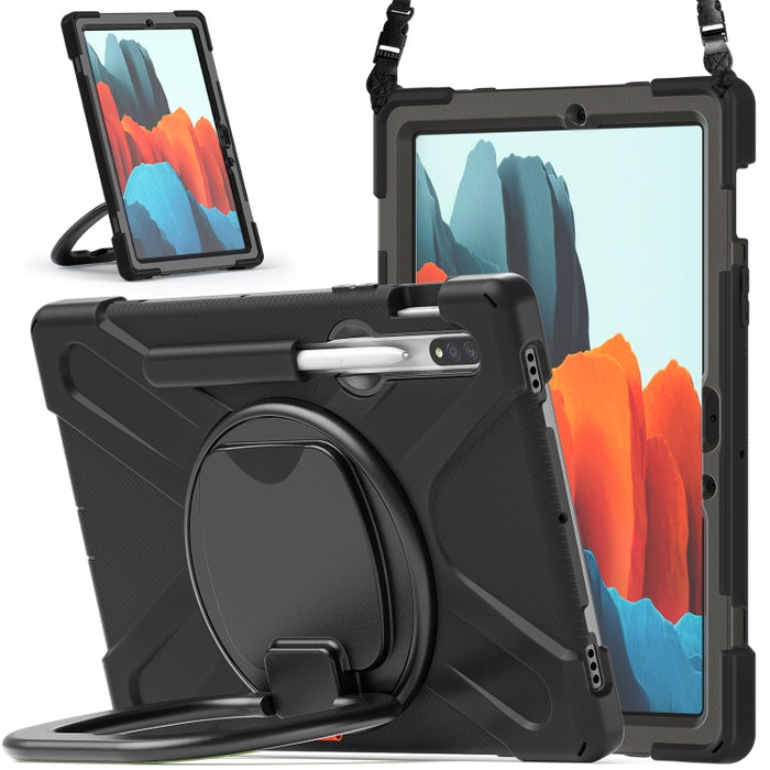 Funda protectora de silicona + PC con soporte y correa para el hombro, For Samsung Galaxy Tab S8 / Galaxy Tab S7 T870 / T875, For Samsung Galaxy Tab A7 10.4 (2020) T500 / T505, For iPad 9.7 inch (2018/2017)