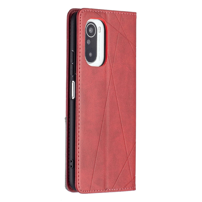 Estuche de cuero magnético con tapa horizontal con textura de rombos con soporte y ranuras para tarjetas, For Xiaomi Mi 11i / Poco F3 / Redmi K40