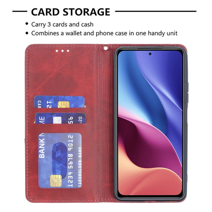 Estuche de cuero magnético con tapa horizontal con textura de rombos con soporte y ranuras para tarjetas, For Xiaomi Mi 11i / Poco F3 / Redmi K40