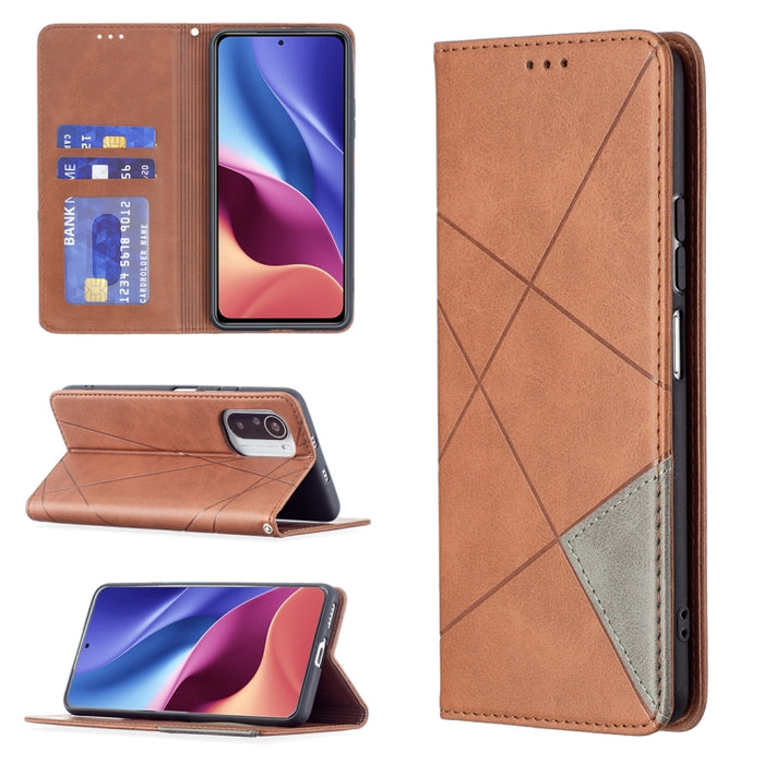 Estuche de cuero magnético con tapa horizontal con textura de rombos con soporte y ranuras para tarjetas, For Xiaomi Mi 11i / Poco F3 / Redmi K40
