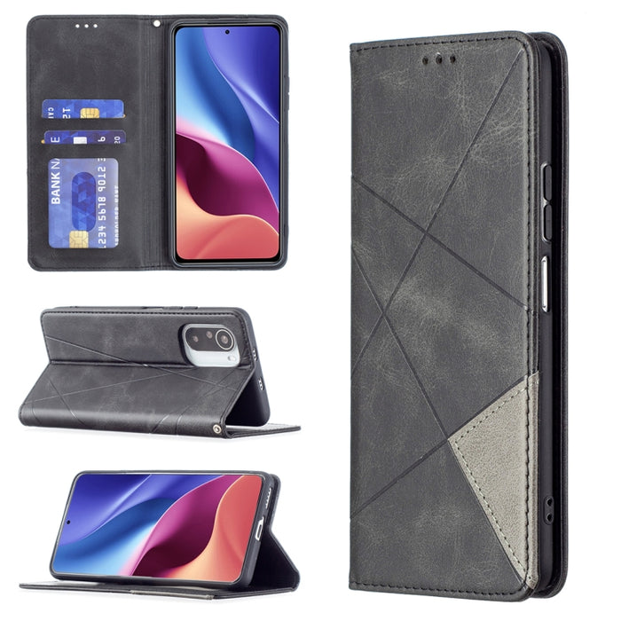 Estuche de cuero magnético con tapa horizontal con textura de rombos con soporte y ranuras para tarjetas, For Xiaomi Mi 11i / Poco F3 / Redmi K40