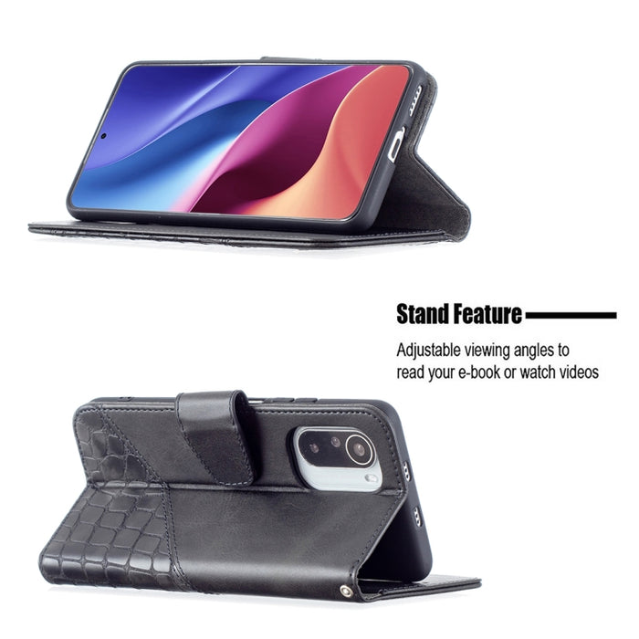 Funda de cuero PU con tapa horizontal y textura de cocodrilo a juego con billetera, soporte y ranuras para tarjetas, For Xiaomi Mi 11i / Poco F3 / Redmi K40