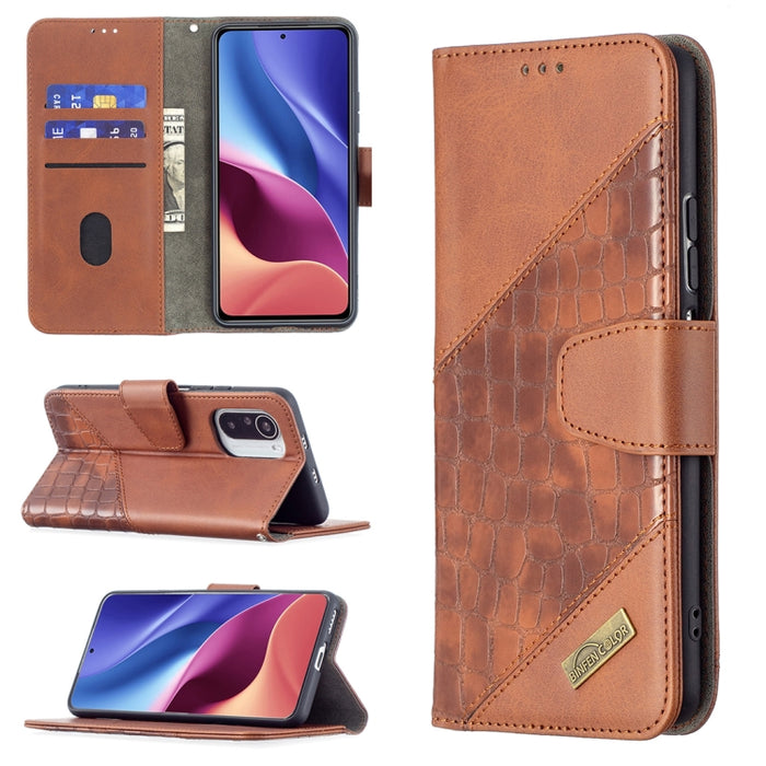 Funda de cuero PU con tapa horizontal y textura de cocodrilo a juego con billetera, soporte y ranuras para tarjetas, For Xiaomi Mi 11i / Poco F3 / Redmi K40