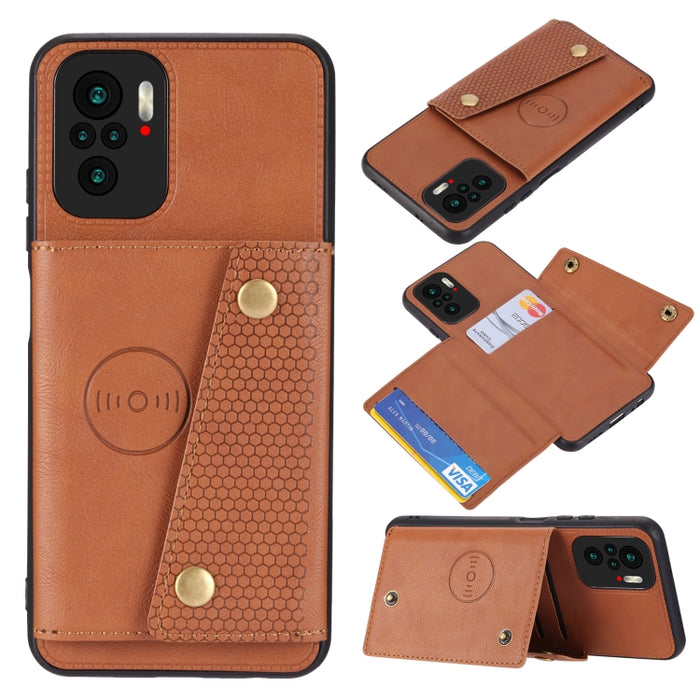 Estuche protector magnético a prueba de golpes con doble hebilla PU + TPU con ranura para tarjeta y soporte, For OnePlus 9, For OnePlus 9 Pro, For OPPO A94, For Xiaomi Redmi K40, For Xiaomi Redmi Note 9 4G, For Xiaomi Redmi Note 10                     ...