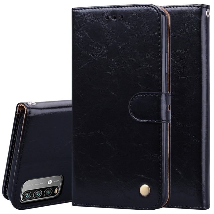 Estuche de cuero con tapa horizontal con textura de cera de aceite de estilo comercial con soporte y ranuras para tarjetas y billetera, For Xiaomi Redmi 9T, For Xiaomi Redmi Note 9T, For Xiaomi Redmi Note 10, For Xiaomi Redmi K40 / K40 Pro             ...