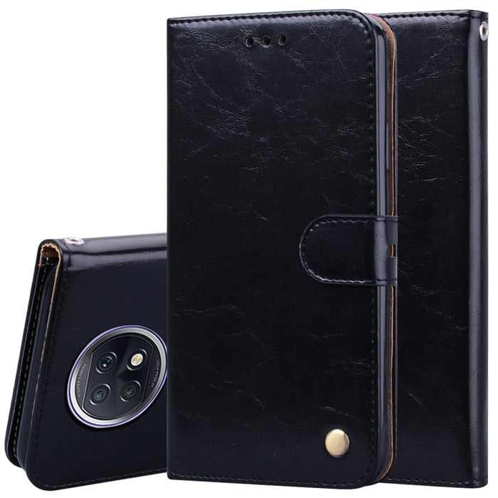 Estuche de cuero con tapa horizontal con textura de cera de aceite de estilo comercial con soporte y ranuras para tarjetas y billetera, For Xiaomi Redmi 9T, For Xiaomi Redmi Note 9T, For Xiaomi Redmi Note 10, For Xiaomi Redmi K40 / K40 Pro             ...