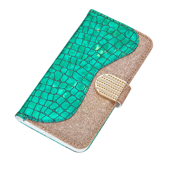 Estuche de cuero con tapa horizontal con textura de cocodrilo a juego con polvo de brillo láser con ranuras para tarjetas y soporte y billetera, For Xiaomi Redmi Note 9 5G, For Xiaomi Redmi Note 10 4G, For Xiaomi Redmi Note 10 Pro                      ...