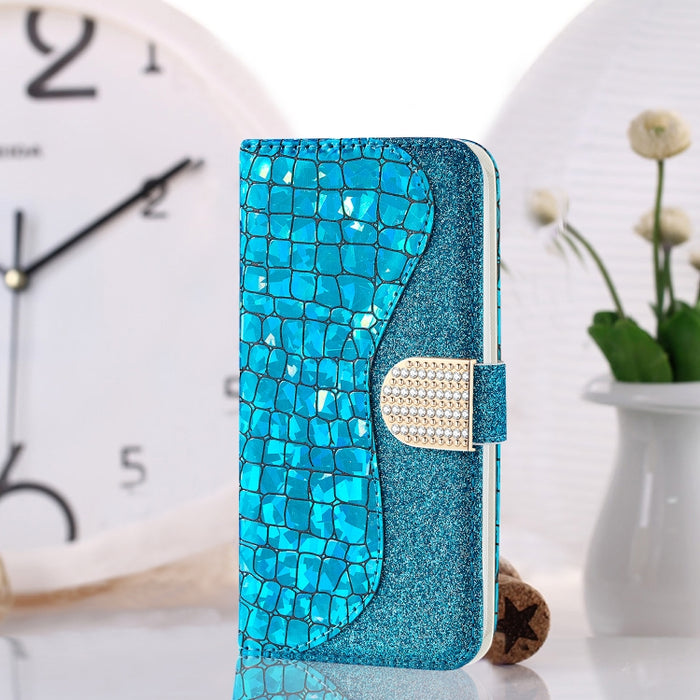 Estuche de cuero con tapa horizontal con textura de cocodrilo a juego con polvo de brillo láser con ranuras para tarjetas y soporte y billetera, For Xiaomi Redmi Note 9 5G, For Xiaomi Redmi Note 10 4G, For Xiaomi Redmi Note 10 Pro                      ...