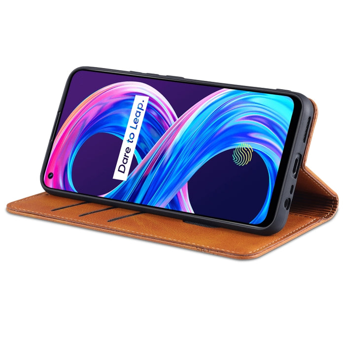 AZNS Estuche de cuero con tapa horizontal con textura de becerro magnético con ranuras para tarjetas y soporte y billetera, For Xiaomi Mi 11 Pro, For OPPO Realme 8 / 8 Pro