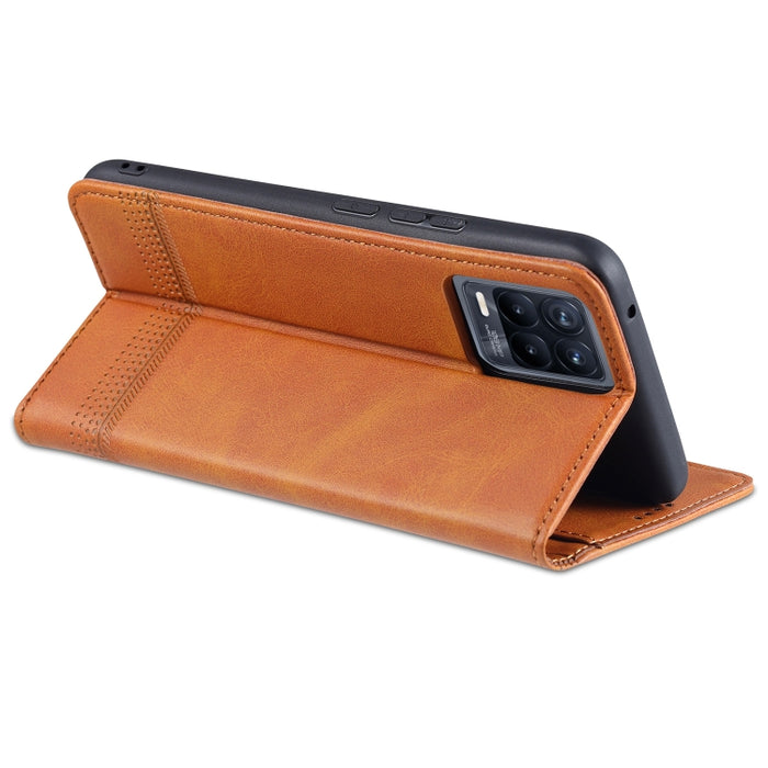 AZNS Estuche de cuero con tapa horizontal con textura de becerro magnético con ranuras para tarjetas y soporte y billetera, For Xiaomi Mi 11 Pro, For OPPO Realme 8 / 8 Pro