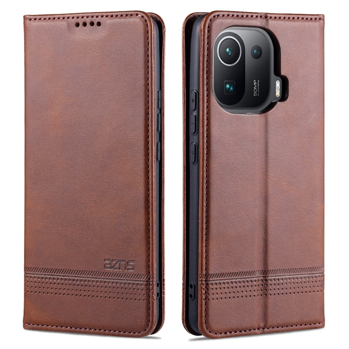 AZNS Estuche de cuero con tapa horizontal con textura de becerro magnético con ranuras para tarjetas y soporte y billetera, For Xiaomi Mi 11 Pro, For OPPO Realme 8 / 8 Pro