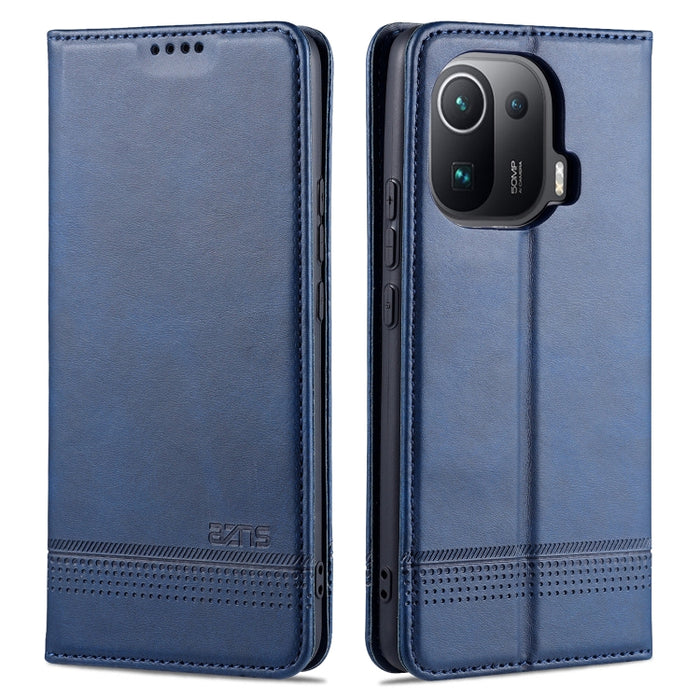 AZNS Estuche de cuero con tapa horizontal con textura de becerro magnético con ranuras para tarjetas y soporte y billetera, For Xiaomi Mi 11 Pro, For OPPO Realme 8 / 8 Pro