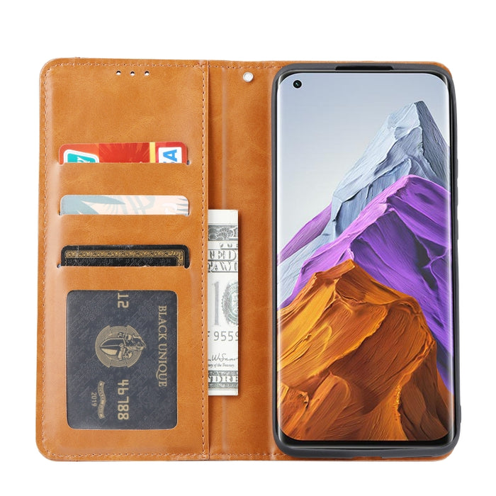 Estuche de cuero con tapa horizontal con textura de piel amasada con marco de fotos y soporte y ranuras para tarjetas y billetera, For Xiaomi Mi 11 Pro, For Xiaomi Mi 11 Lite, For Samsung Galaxy S21 FE