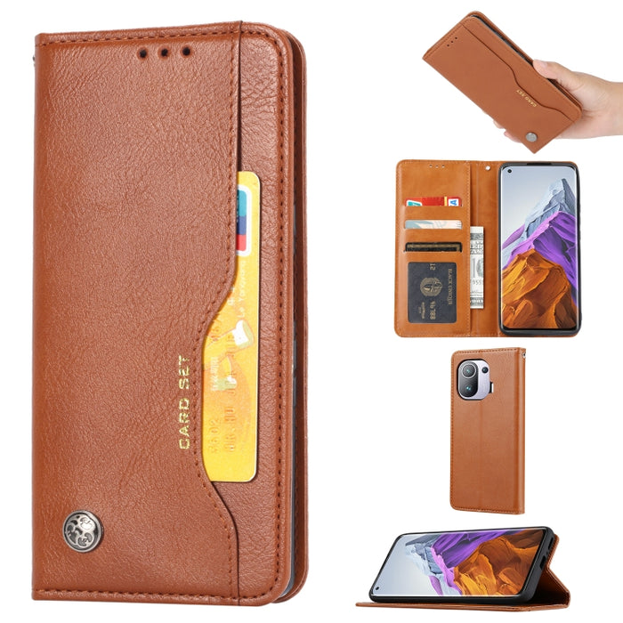 Estuche de cuero con tapa horizontal con textura de piel amasada con marco de fotos y soporte y ranuras para tarjetas y billetera, For Xiaomi Mi 11 Pro, For Xiaomi Mi 11 Lite, For Samsung Galaxy S21 FE