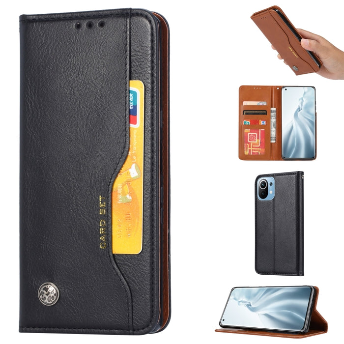 Estuche de cuero con tapa horizontal con textura de piel amasada con marco de fotos y soporte y ranuras para tarjetas y billetera, For Xiaomi Mi 11 Pro, For Xiaomi Mi 11 Lite, For Samsung Galaxy S21 FE