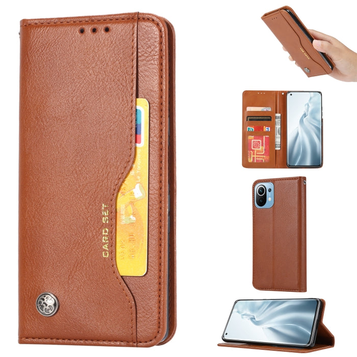 Estuche de cuero con tapa horizontal con textura de piel amasada con marco de fotos y soporte y ranuras para tarjetas y billetera, For Xiaomi Mi 11 Pro, For Xiaomi Mi 11 Lite, For Samsung Galaxy S21 FE