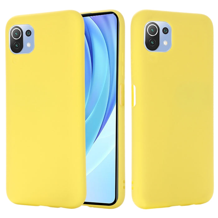 Funda protectora de cobertura total a prueba de caídas de silicona líquida de color sólido, For Xiaomi Mi 11 Lite