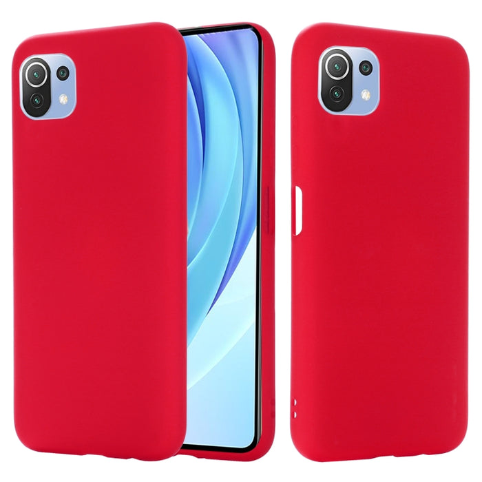 Funda protectora de cobertura total a prueba de caídas de silicona líquida de color sólido, For Xiaomi Mi 11 Lite