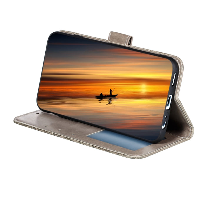 Funda de cuero con tapa horizontal con patrón de estampado de flores de encaje con soporte y ranuras para tarjetas y billetera y marco de fotos, For Samsung Galaxy A22 4G, For Samsung Galaxy A22 5G, For Samsung Galaxy A82 5G, For Samsung Galaxy S21 FE ...