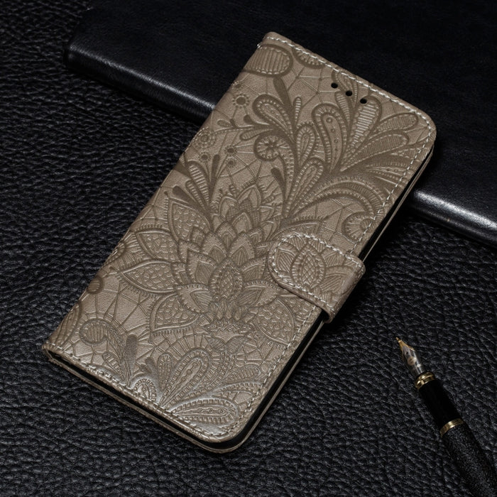 Funda de cuero con tapa horizontal con patrón de estampado de flores de encaje con soporte y ranuras para tarjetas y billetera y marco de fotos, For Samsung Galaxy A22 4G, For Samsung Galaxy A22 5G, For Samsung Galaxy A82 5G, For Samsung Galaxy S21 FE ...