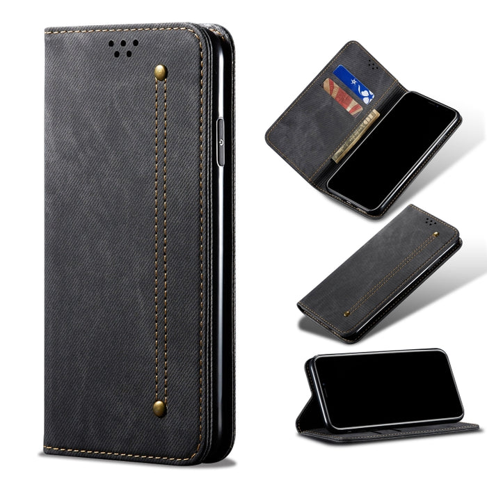Estuche de cuero con tapa horizontal de estilo casual de textura de mezclilla con soporte y ranuras para tarjetas y billetera, For Xiaomi Redmi K40 / K40 Pro / K40 Pro+, For Xiaomi Redmi Note 10 Pro / Note 10 Pro (India) / Note 10 Pro Max              ...